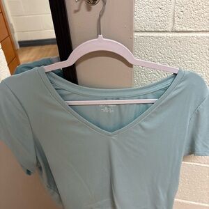 Blue Ribbed Crop Top